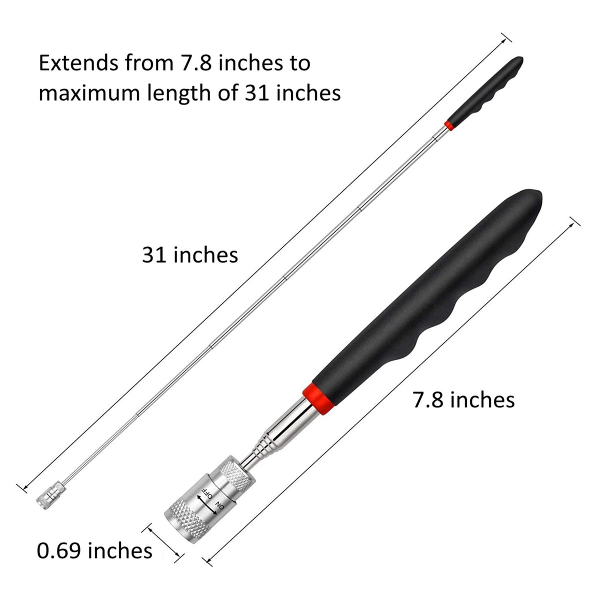 Magnetic Pickup Tool with LED Light (2-Pack)