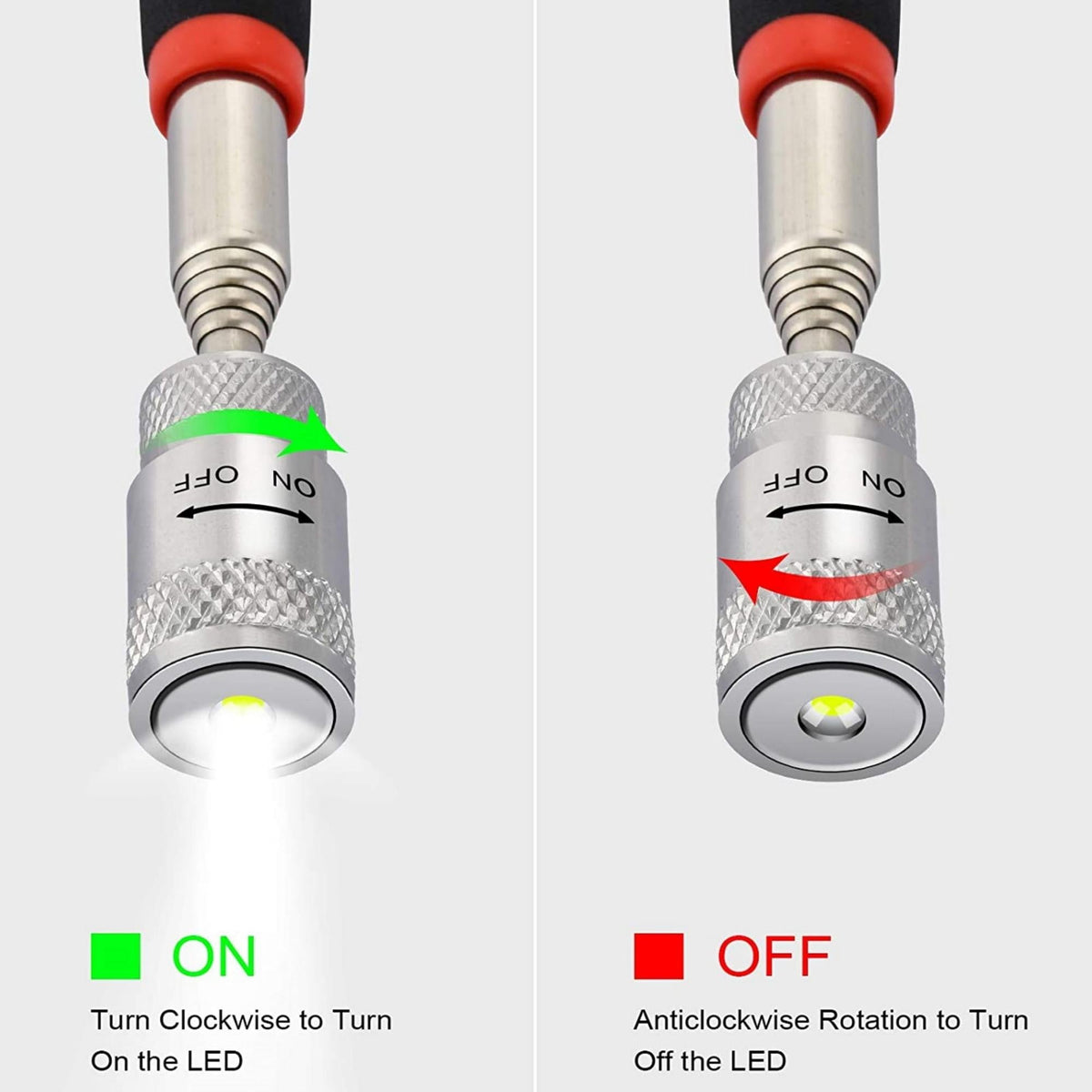 Magnetic Pickup Tool with LED Light (2-Pack)