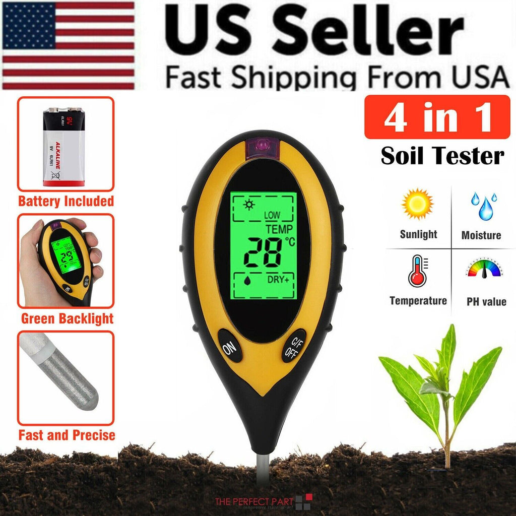 4-in-1 Soil Tester - pH, Moisture, Light & Temperature