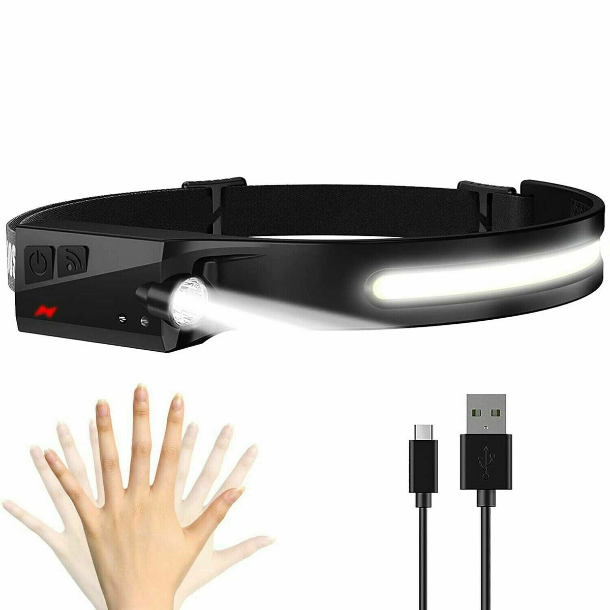 Rechargeable COB LED Headlamp - Motion Sensor Work Light