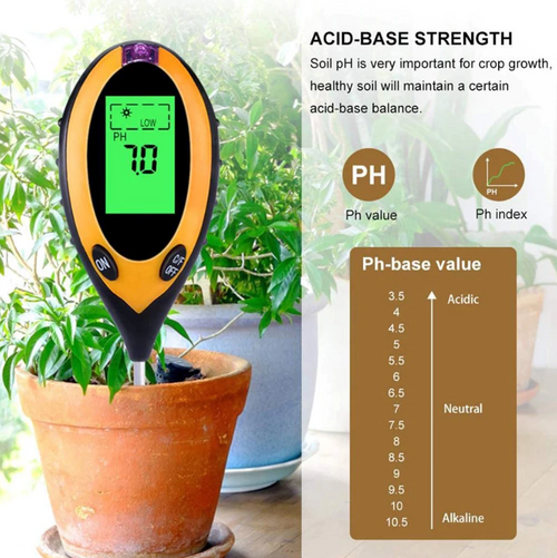 4-in-1 Soil Tester - pH, Moisture, Light & Temperature