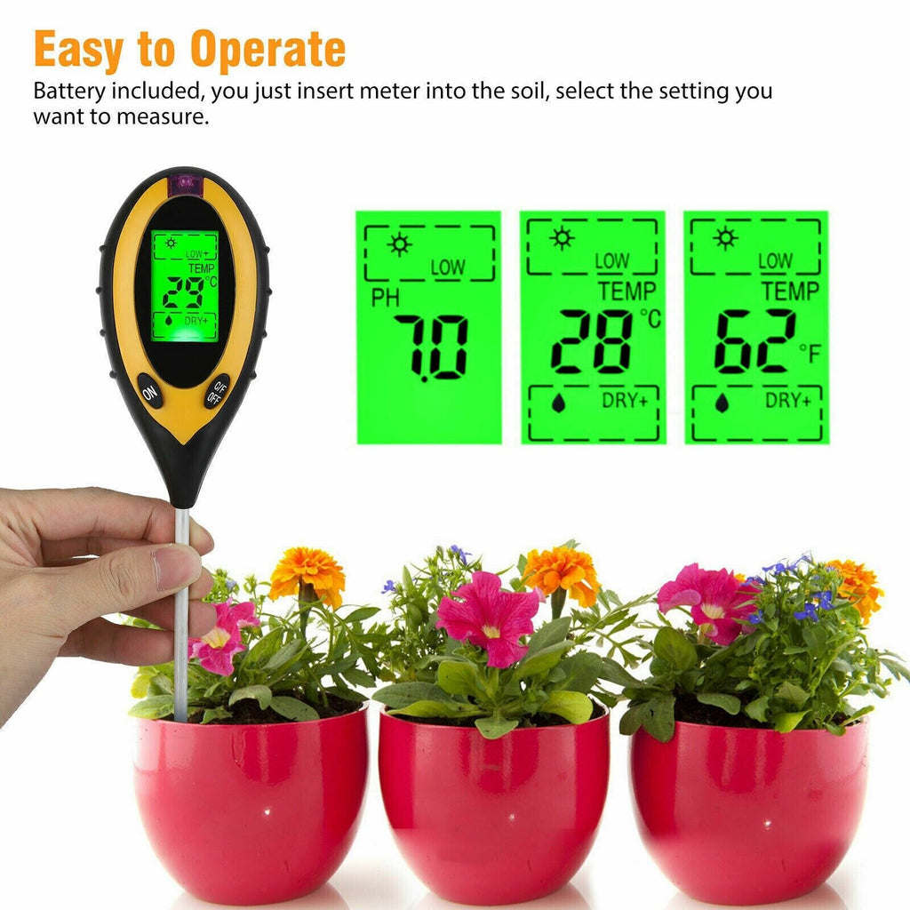 4-in-1 Soil Tester - pH, Moisture, Light & Temperature
